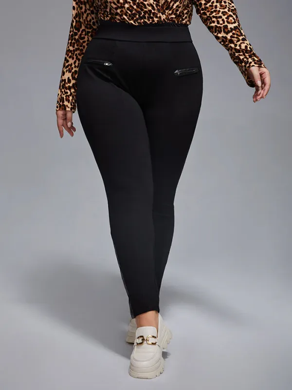 Plus Zipper Elastic Waist Skinny Pants