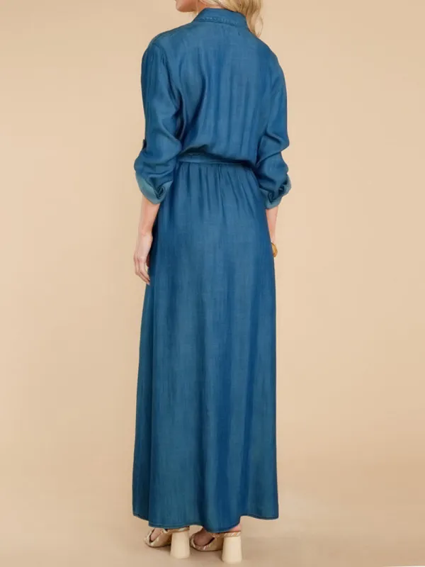 Women's Style Sexy Slit Long Sleeve Maxi Dress