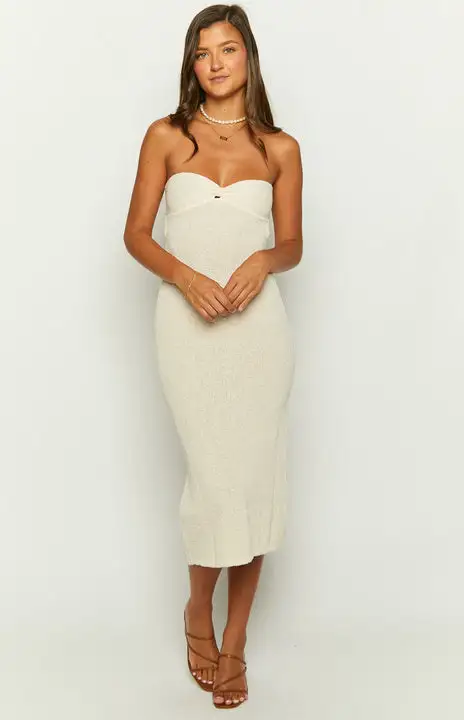 Skye Cream Knit Midi Dress