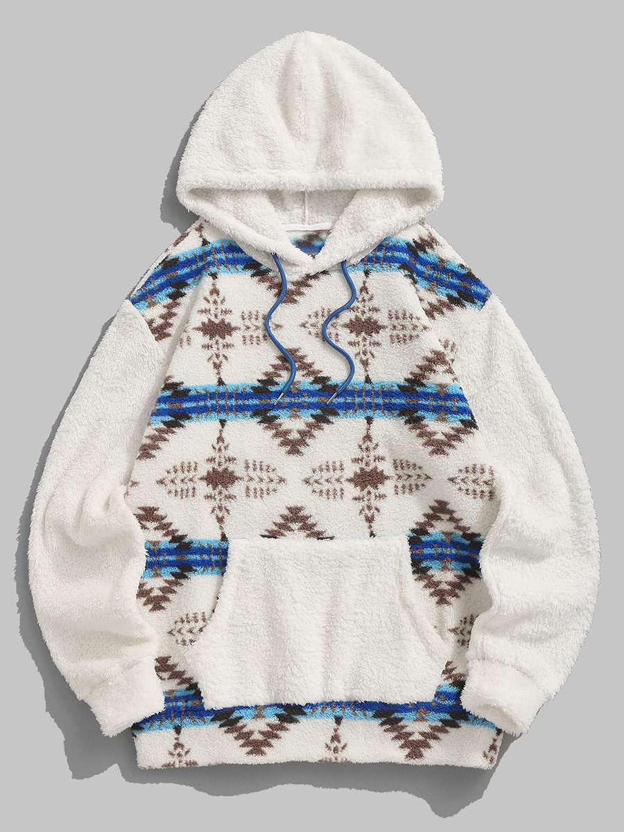 Men's Casual Retro Ethnic Aztec Print Hoodie