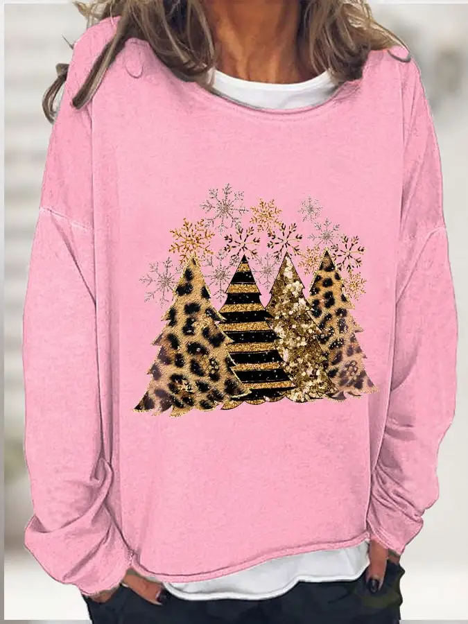 Women's Leopard   Tree Print Long Sleeve T-Shirt