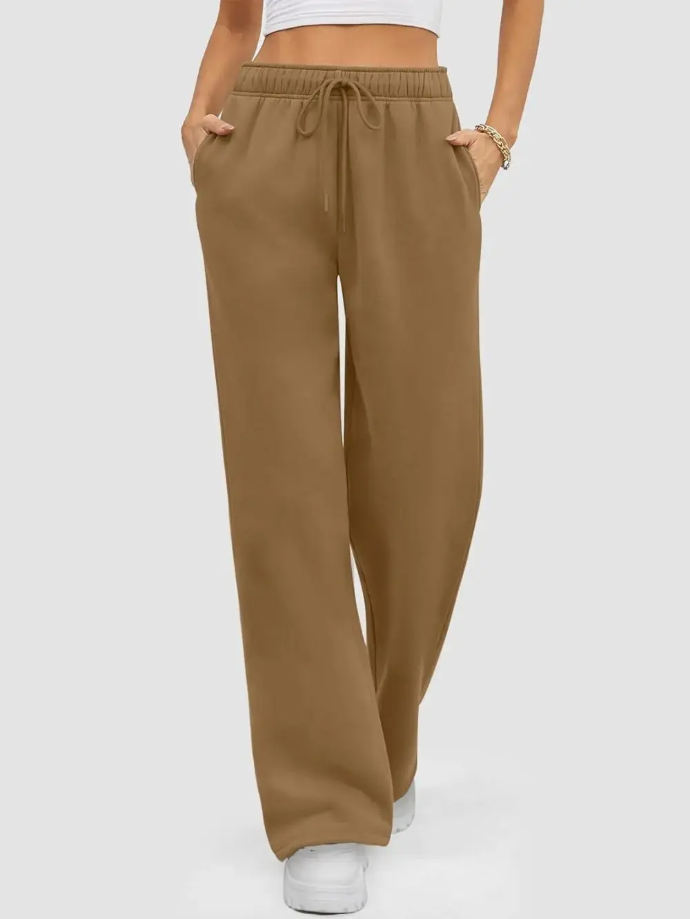 Baggy Sweatpant Fleece Lined Straight Leg Pants