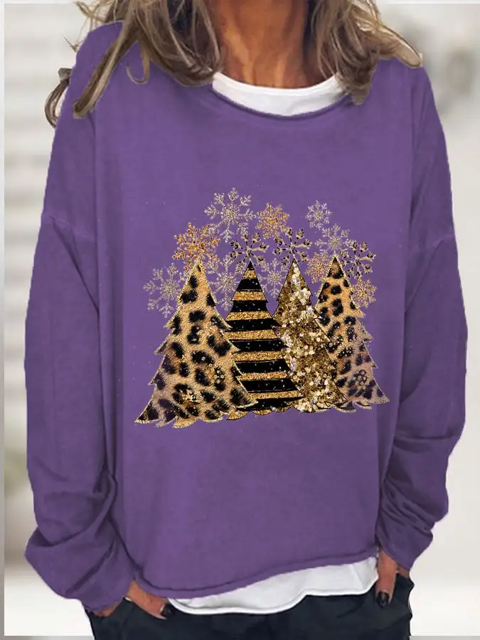 Women's Leopard   Tree Print Long Sleeve T-Shirt