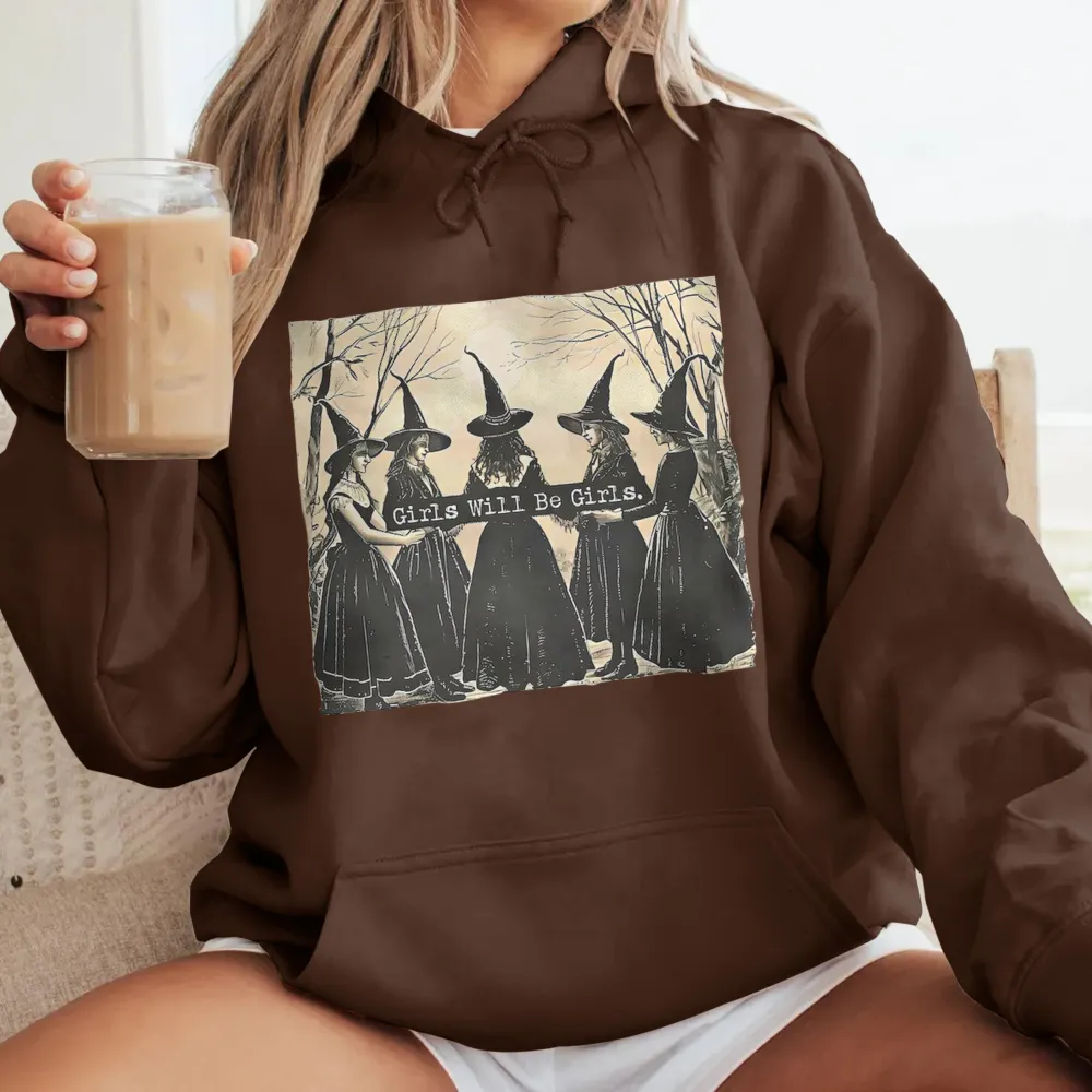 Women's Casual Witch Print Hoodie