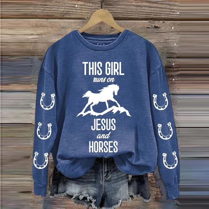 My Therapist Eats Hay Horse Lover Printed Sweatshirt