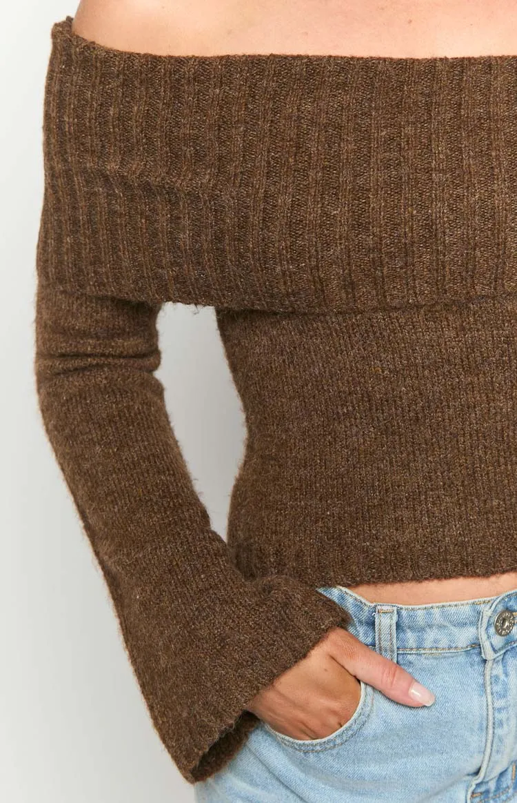 Joey Brown Off Shoulder Sweater