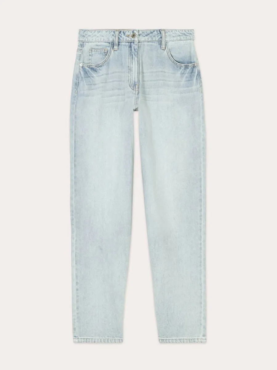 Jeans jambe large denim bleach femme