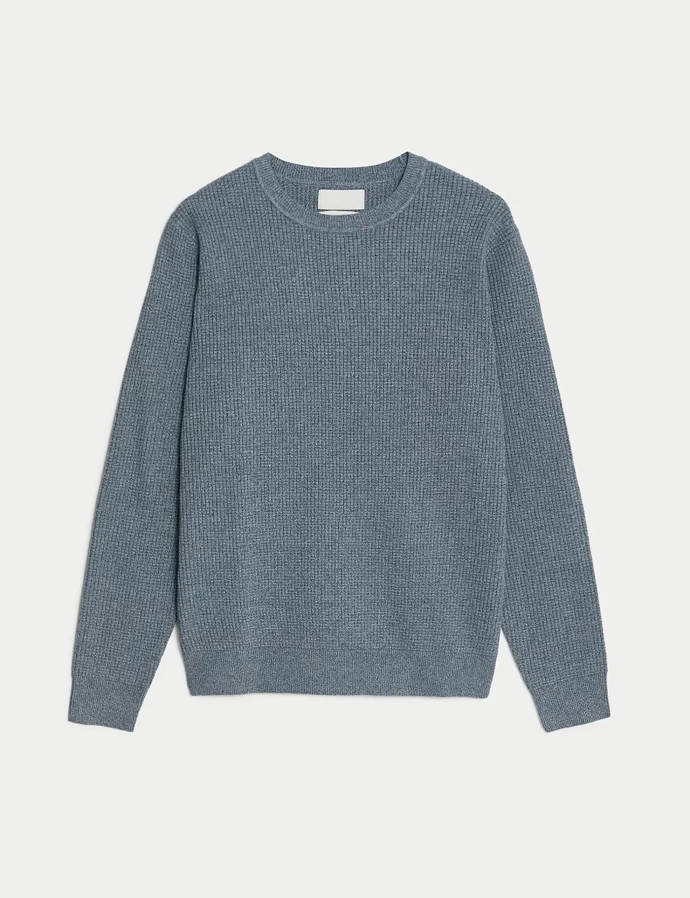 Cotton Blend Textured Crew Neck Jumper