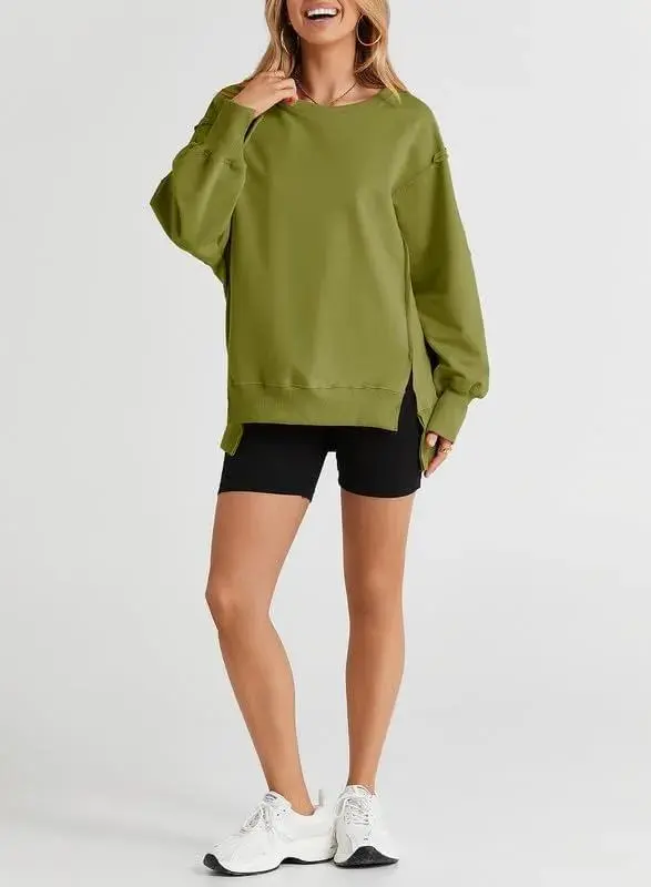 Oversized Reverse Seam Sweatshirt Long Sleeve Crewneck Pullover