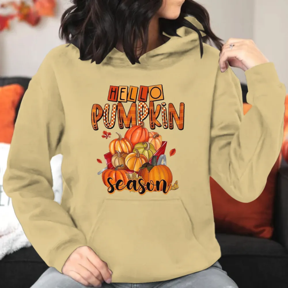 Hello Pumpkin Season Printed Hoodie