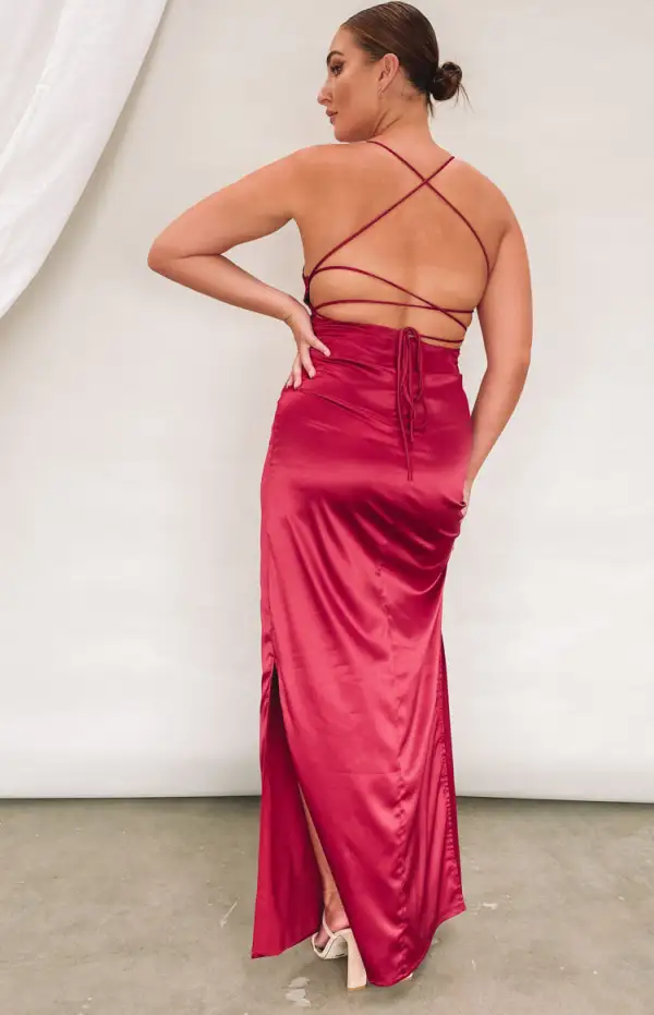 Manhattan Slip Formal Dress Wine