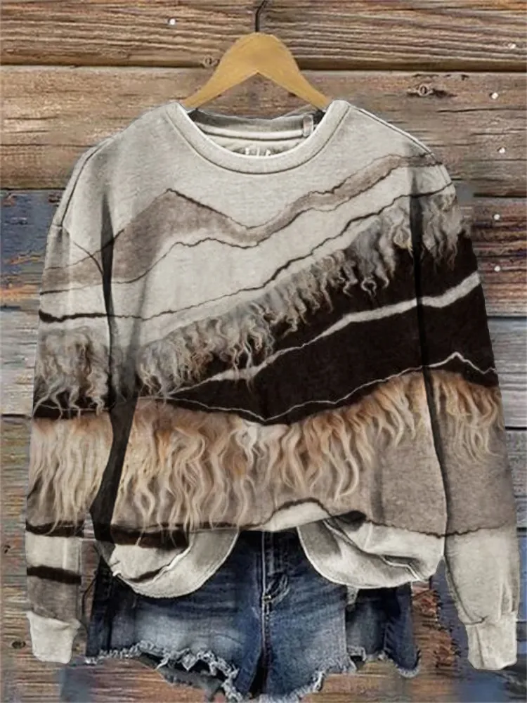 Mountains Landscape Wool Textile Sweatshirt