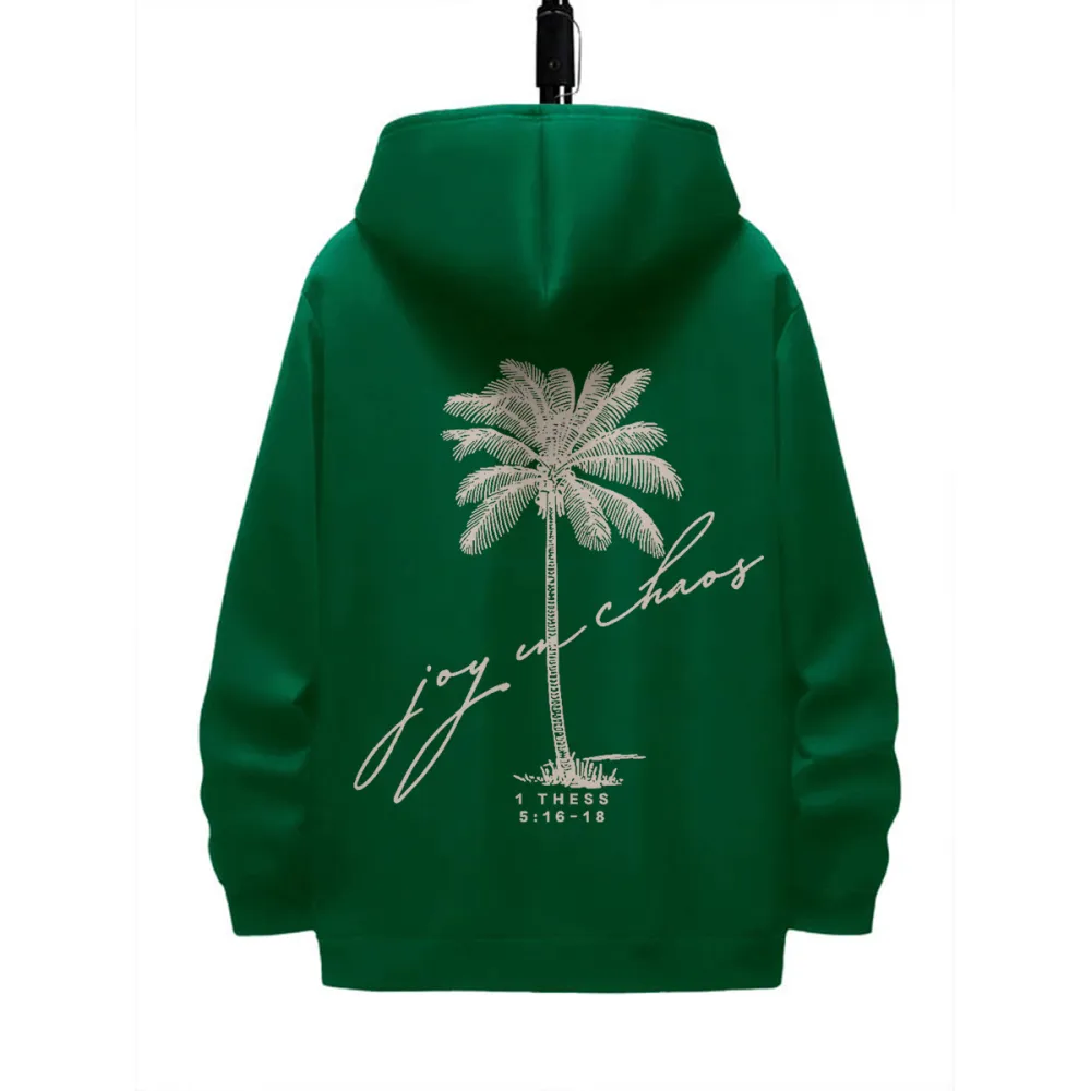 COCONUT TREE PATTERN PRINTED HOODIE