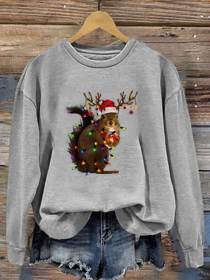 Women's Christmas Printed Crew Neck Sweatshirt