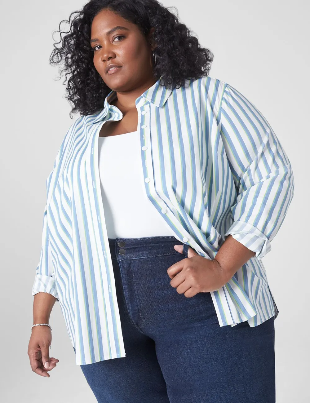 Relaxed Button-Front Boyfriend Shirt