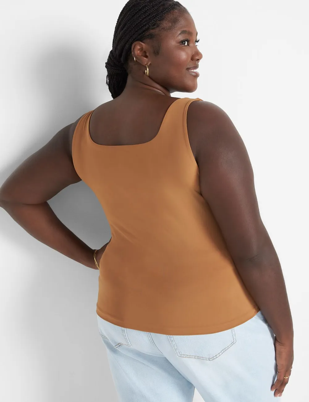 Fitted Crop Square-Neck Double-Layer Tank