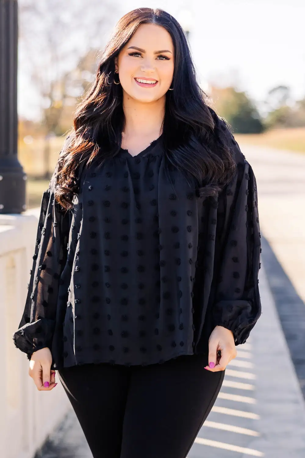 A Dot And A Skip Away Top, Black