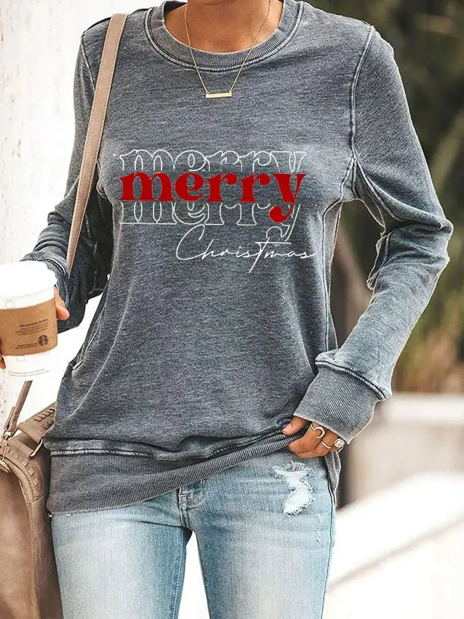 Women's Merry Christmas Printed Sweatshirt