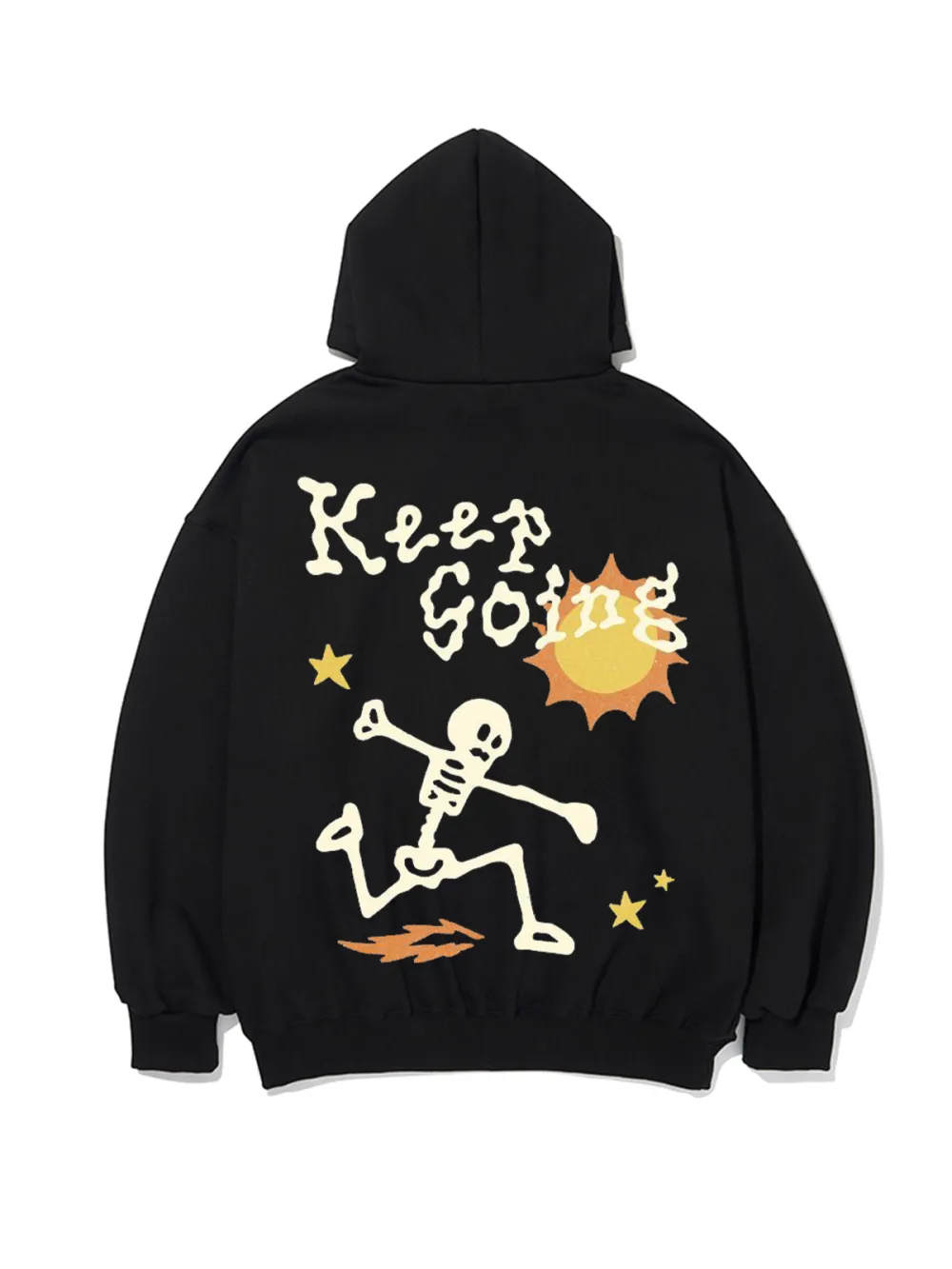 KEEP GOING PATTERN PRINTED HOODIE