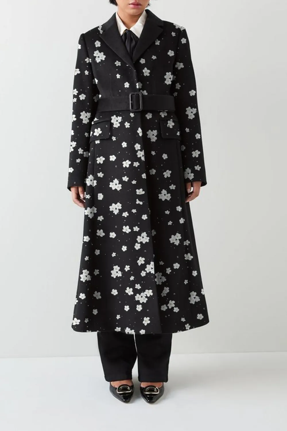 Christie Petite Black Belted Wool Coat