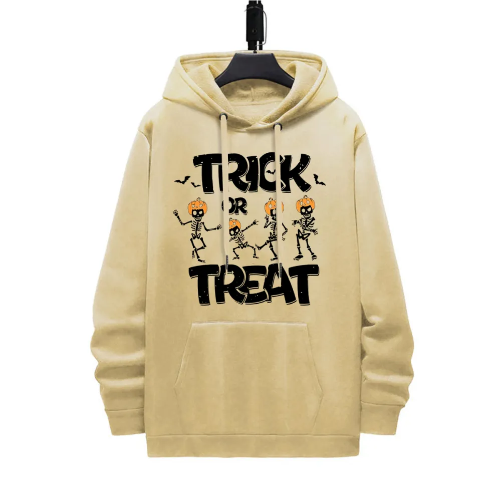 TRICK OR TREAT HALLOWEEN PATTERN PRINTED HOODIE