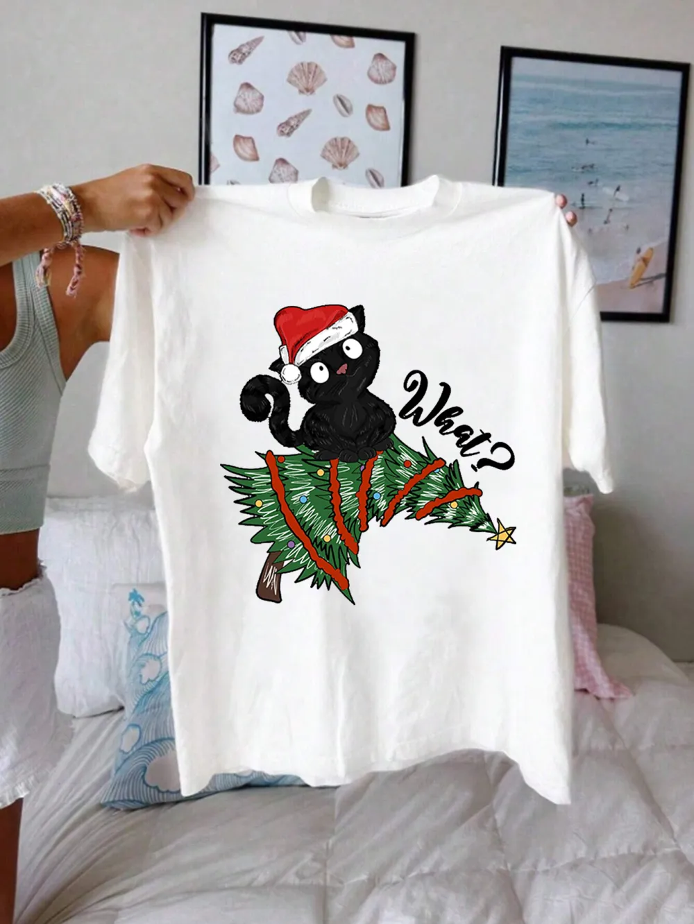 Kitty Santa Lady T-shirt