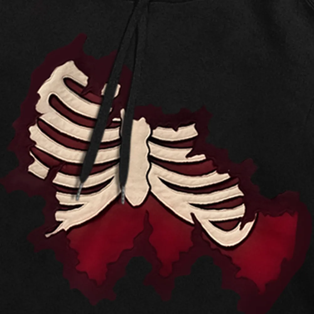 Hooded basic skeleton sweatshirt