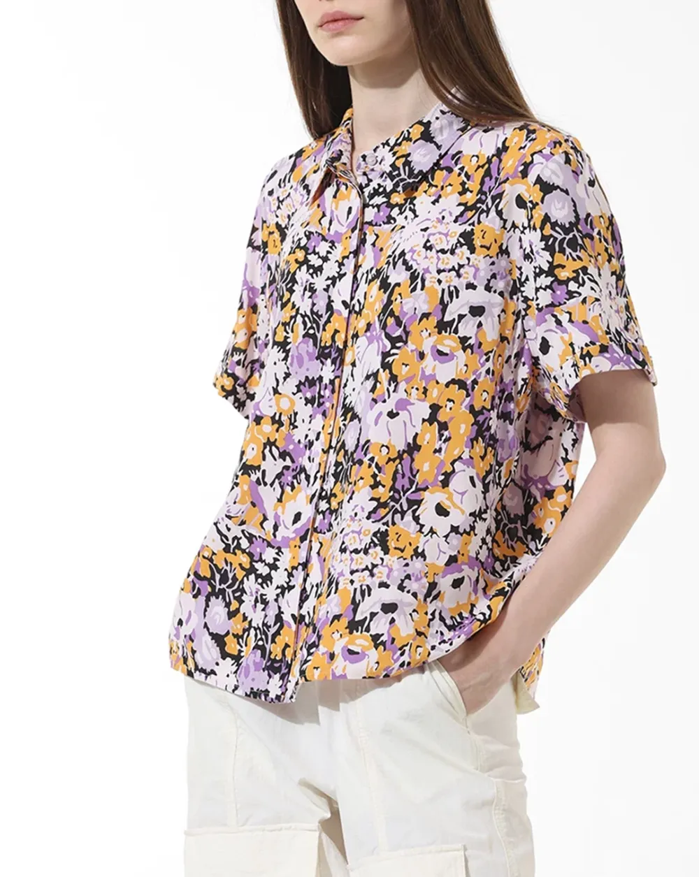 Lavender Printed Resort Shirt