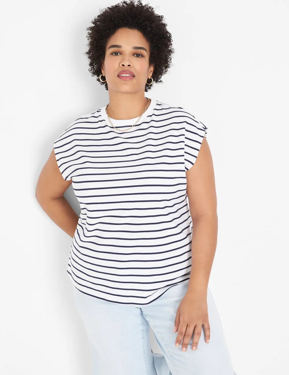 Dolman Cap-Sleeve Crew-Neck Tee