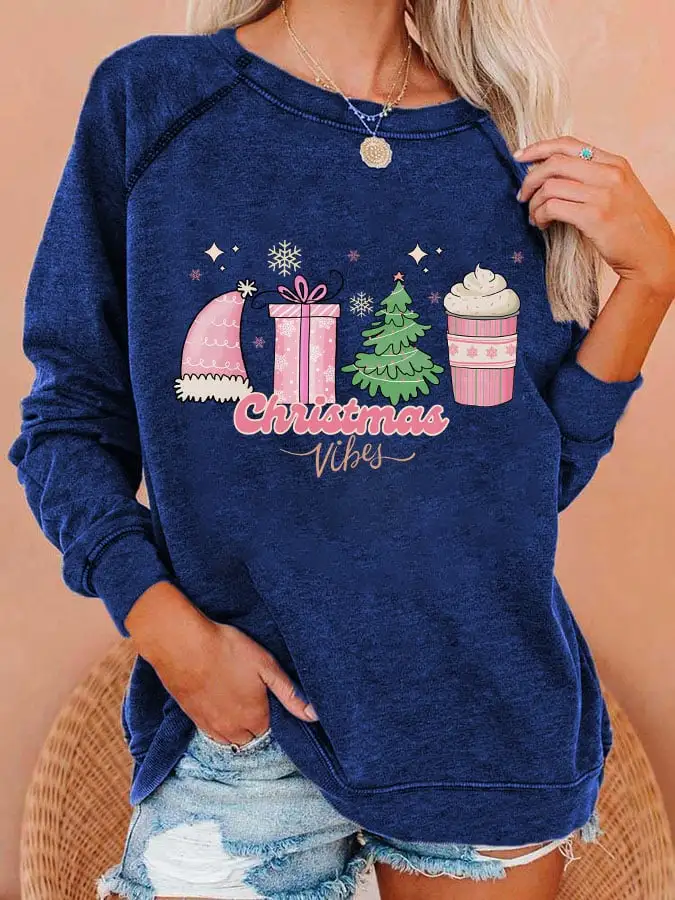 Women's Christmas Vibes Print Sweatshirt