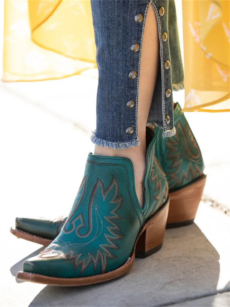 Western Cowgirl Embroidered Comfy Bootie