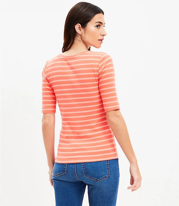 Stripe Perfect Ribbed Elbow Sleeve Tee