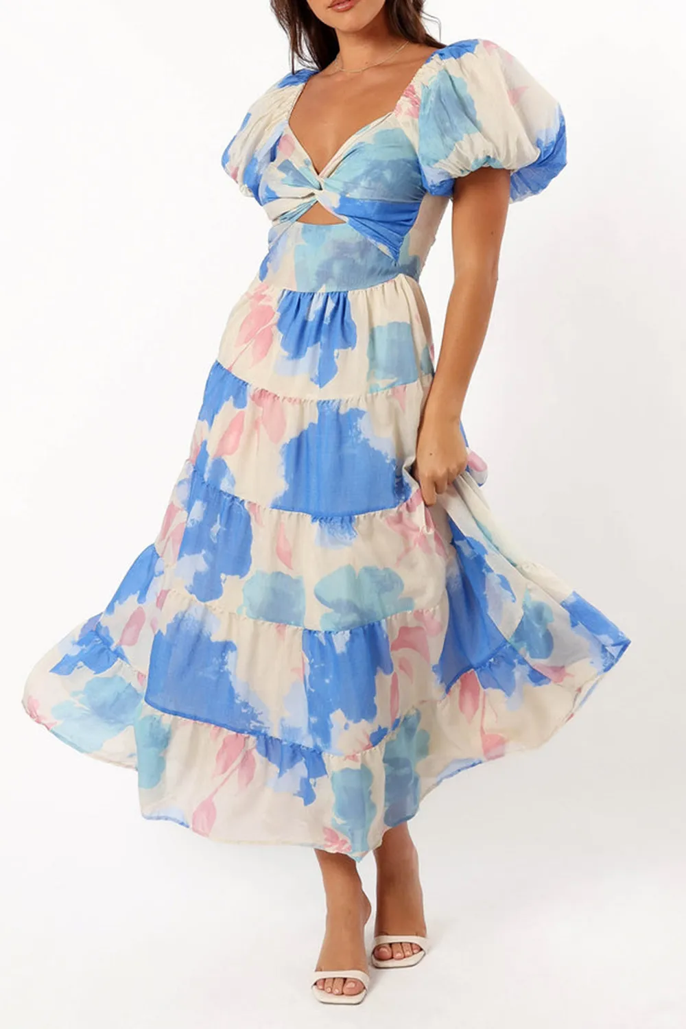 DAVIS MIDI DRESS - BLUE FLORAL