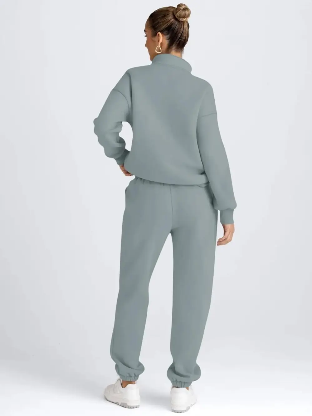 2 Piece Sweatsuits Long Sleeve Half Zip Pullover and Baggy Sweatpants