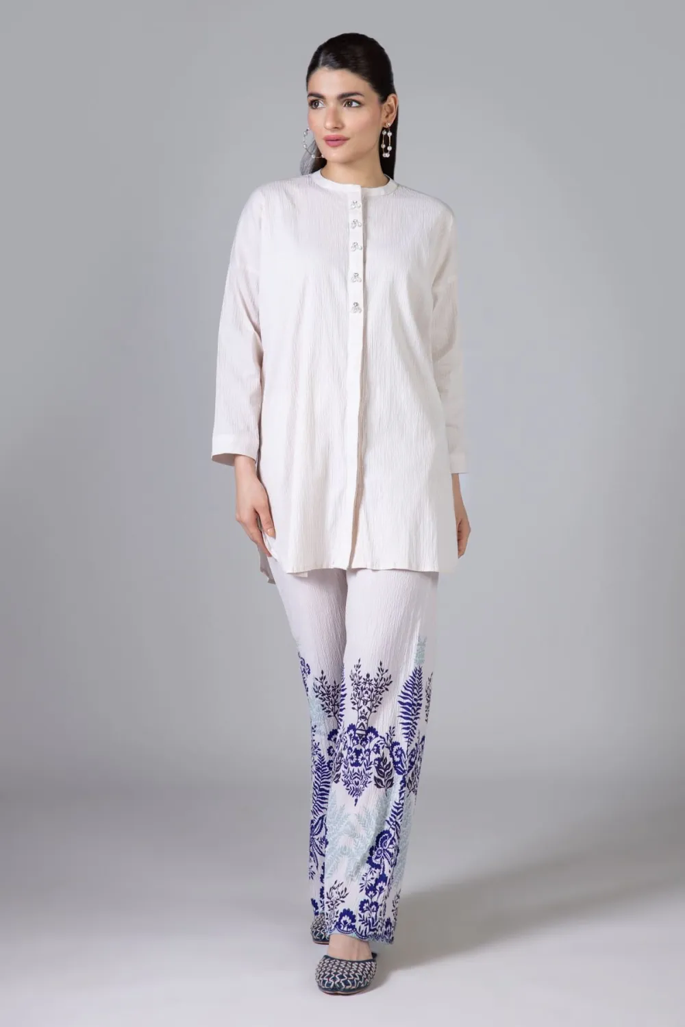 2 Piece | Kurta & Pants | Color white and purple