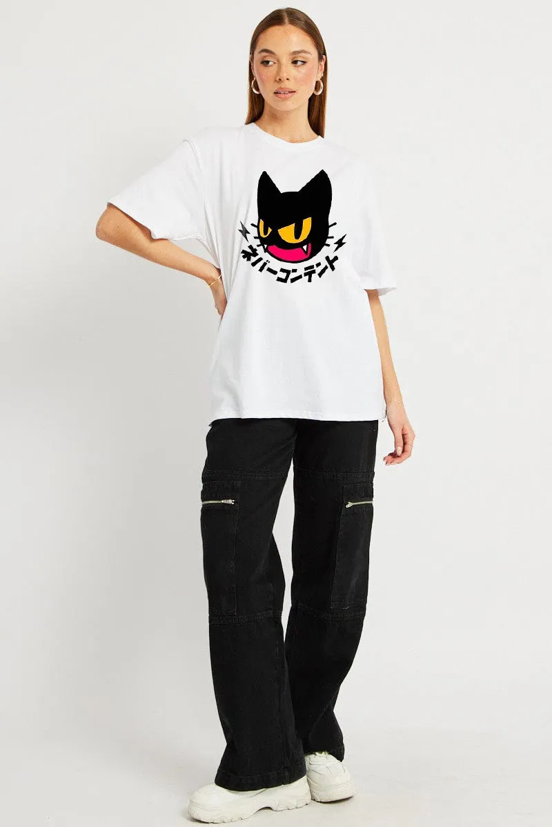 Women's Art Cat Printed T-shirt