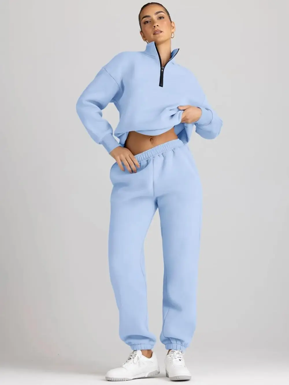 2 Piece Sweatsuits Long Sleeve Half Zip Pullover and Baggy Sweatpants