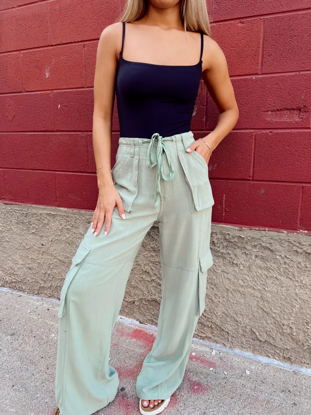 Adore You Olive Utility Wide Leg Pants