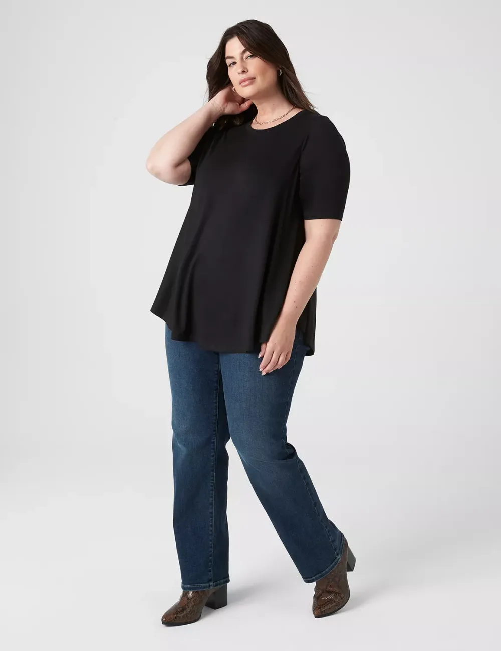 Perfect Sleeve Crew-Neck Extreme Swing Tunic