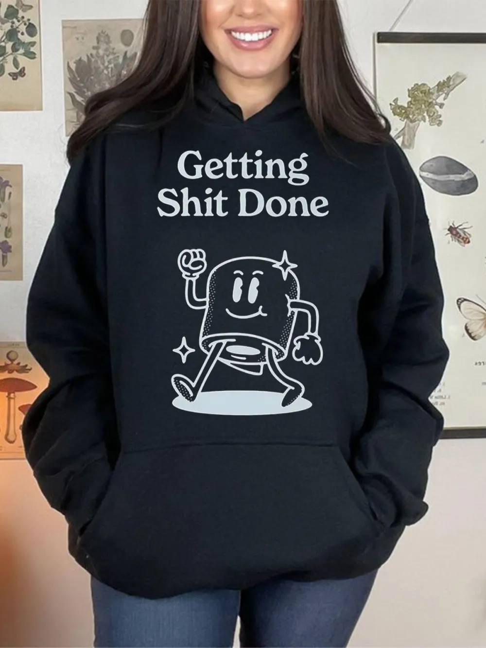 Getting Sh*t Done Pattern Printed Hoodie