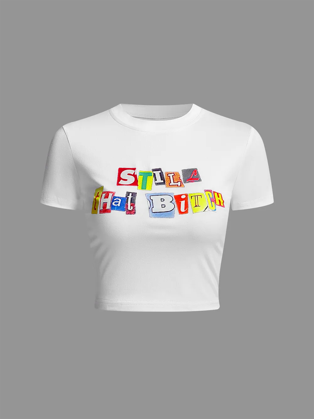 Crew Neck Text Letters Short Sleeve T-shirt