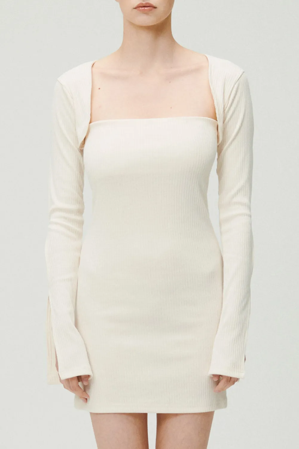 Ayn Square Neck Ribbed Dress