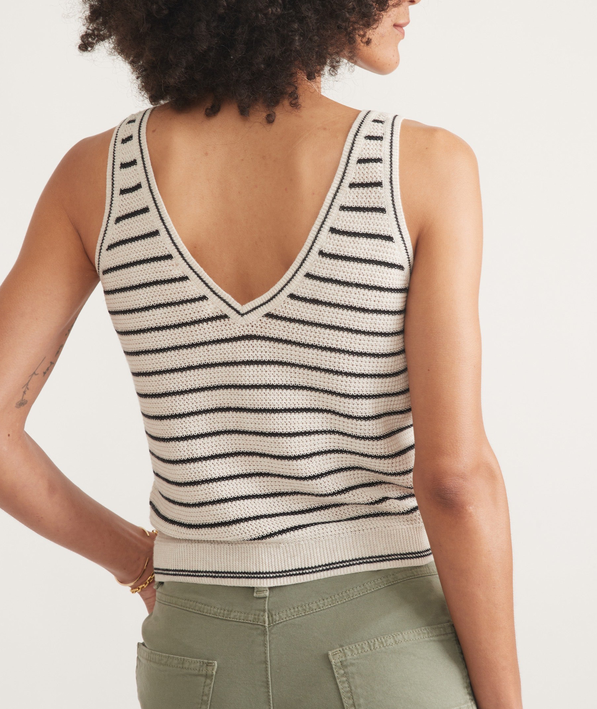 Black/White Stripe Sweater Tank