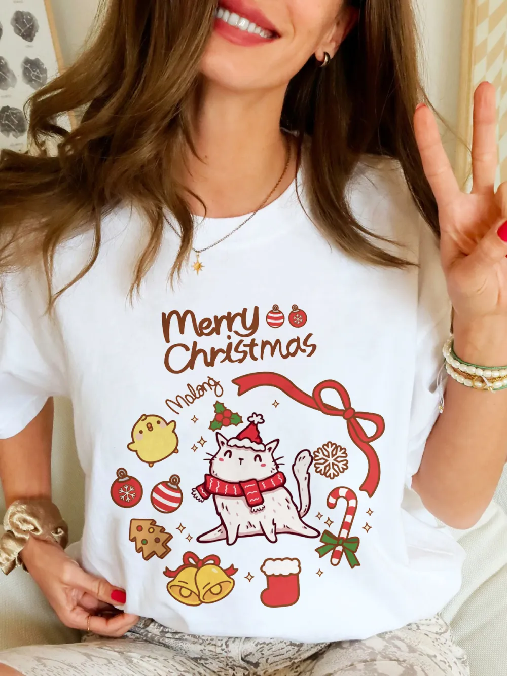 Kitty Santa Lady T-shirt