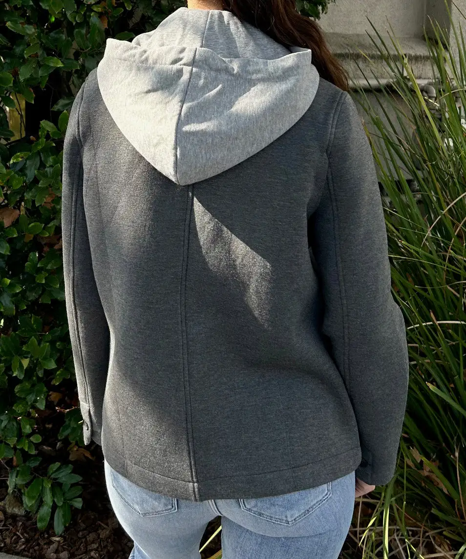 Hoodie Insert Oversized Jacket - Charcoal