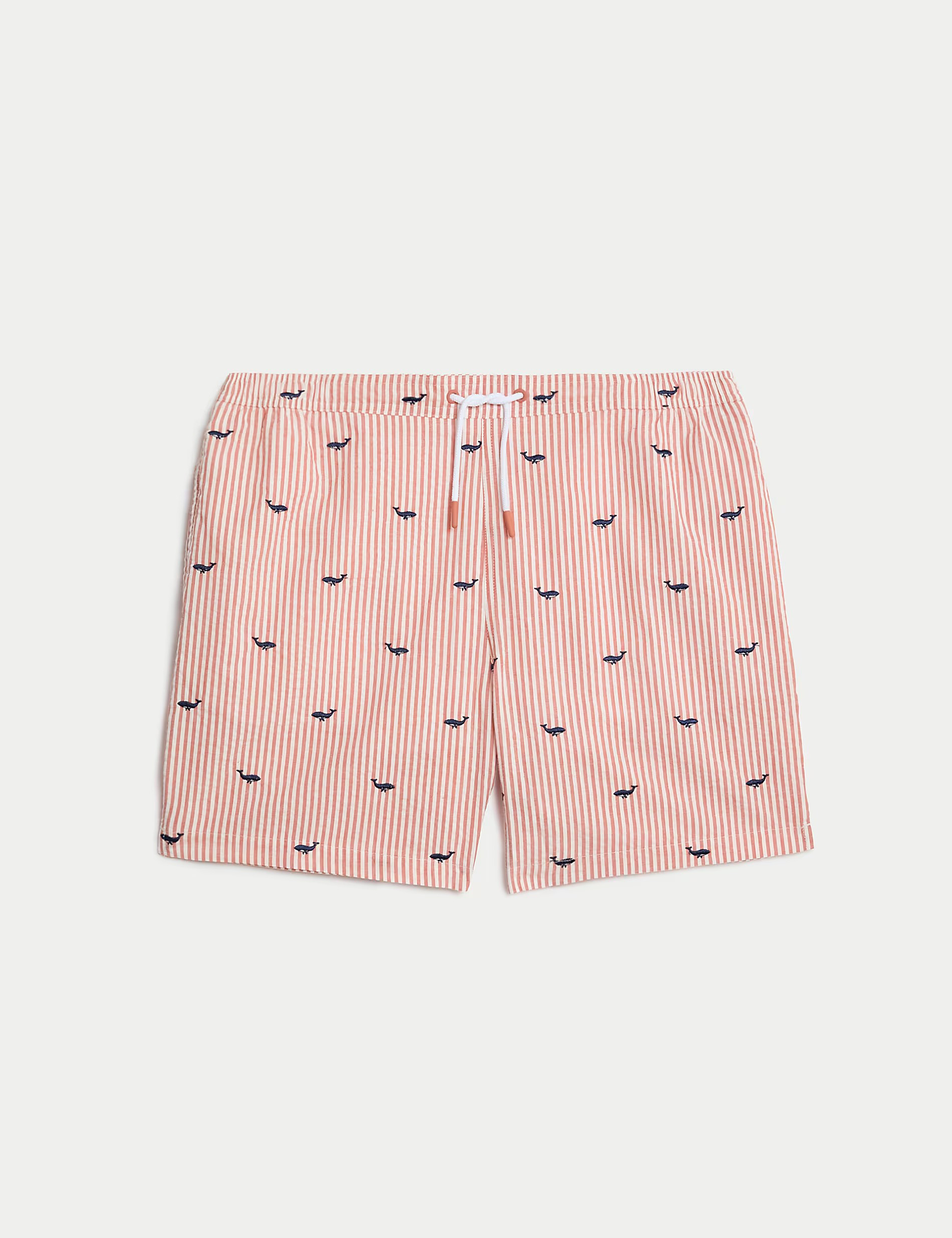 Summer pink vertical striped shorts