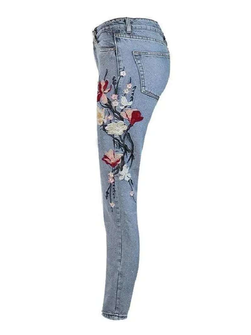 Fashion embroidered denim pants