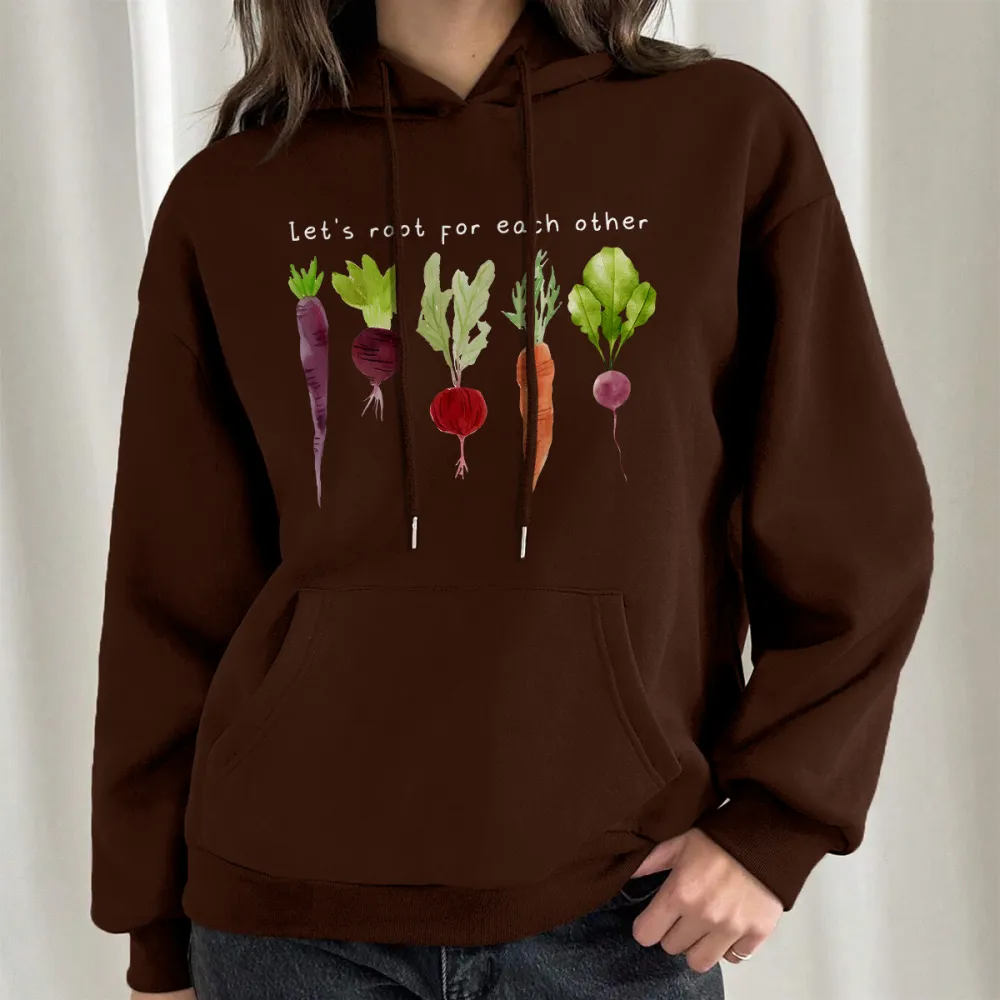 LETS ROOT FOR EACH OTHER PATTERN PRINTED HOODIE