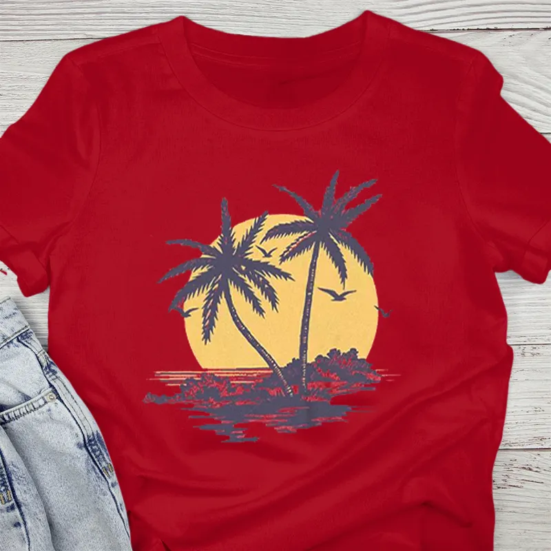 Women's Sunshine Beach Island Pattern Printed Tee