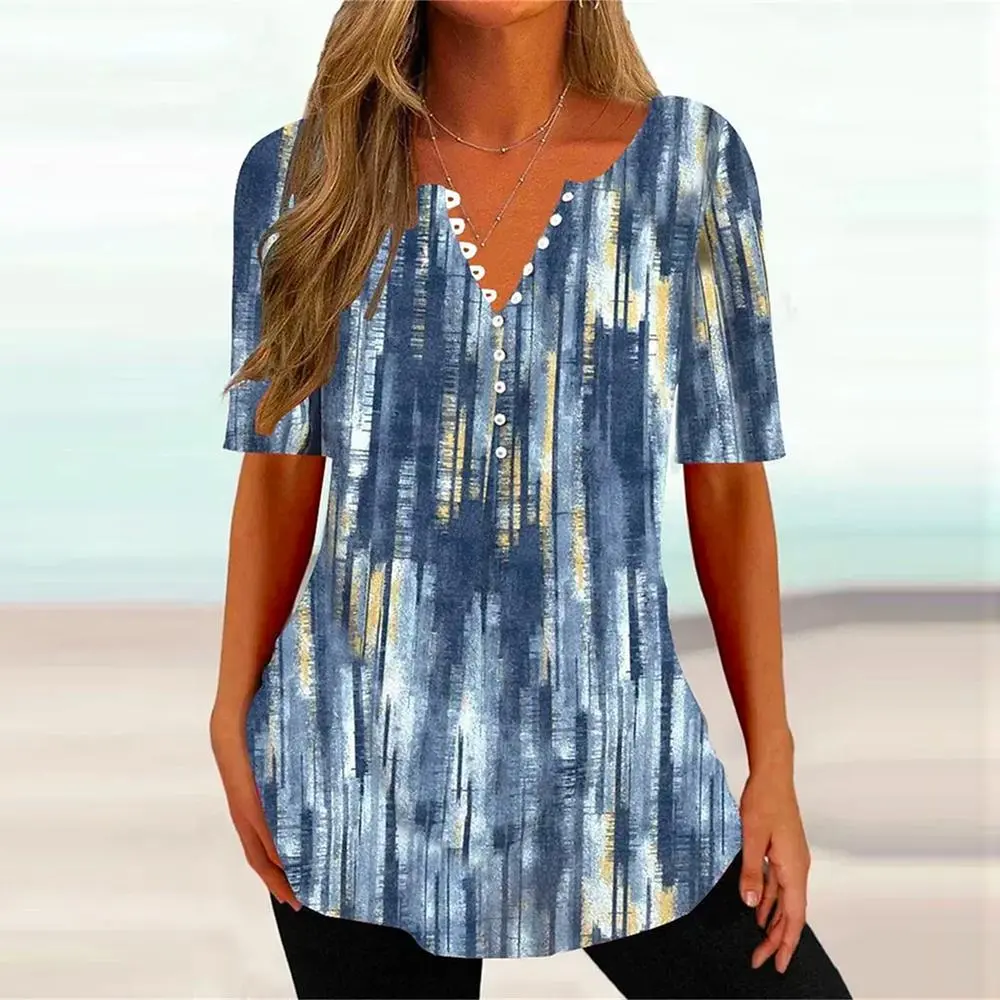 Abstract Print Short Sleeved Casual T-Shirt